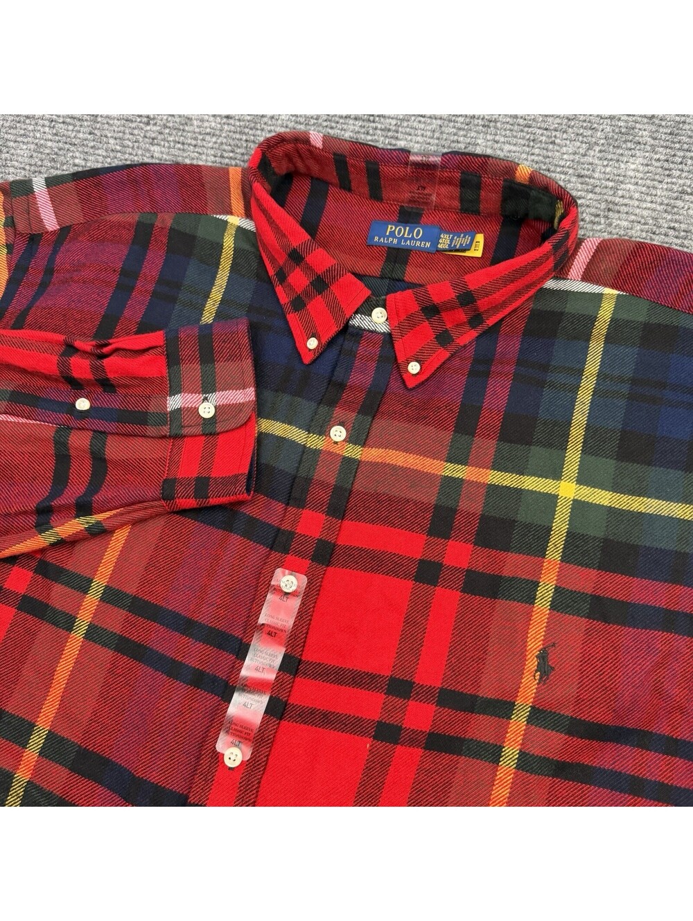 Polo Ralph Lauren Red Tartan Plaid Flannel Button Down Shirt Men’s 4XLT NWOT